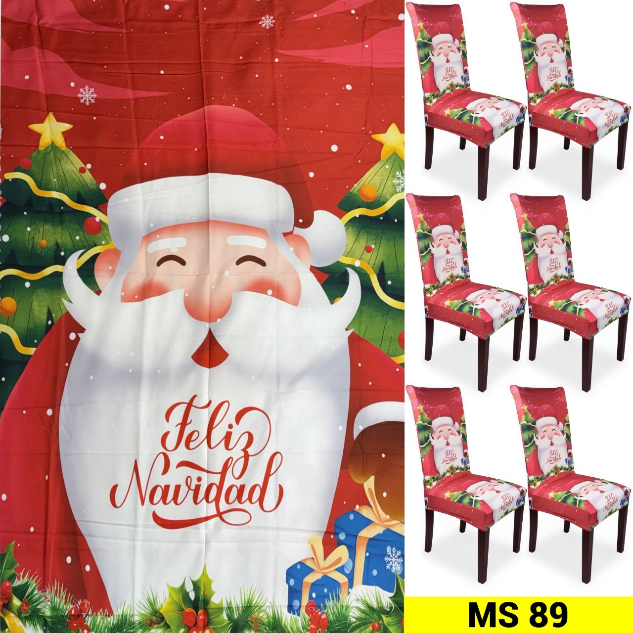 Set mantel + 6 fundas sillas NAVIDAD